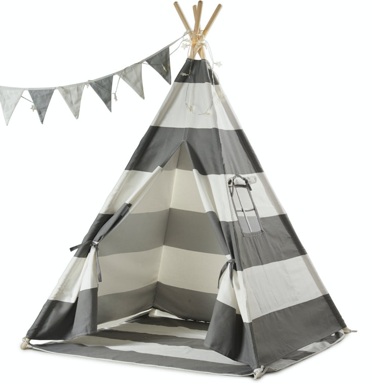 Haus Projekt Kids Play Tent with Grey Bunting and String Lights